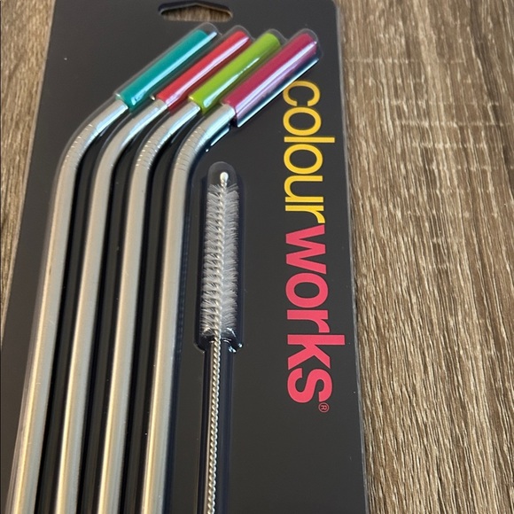Stainless Steel Straw Set with Multi-Colored Tips - Picture 2 of 4